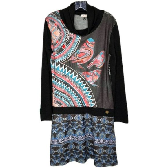 Mismash Barcelona Long Sleeve Cowl Neck Mandala Sweater Dress - Multi - L - Picture 1 of 15